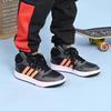 Adidas Neo Hoops 3.0 Mid K Anti Slip Wear Resistant Mid Top Kids' Skateboarding Shoes Black Orange Kids' Sneakers HQ4492