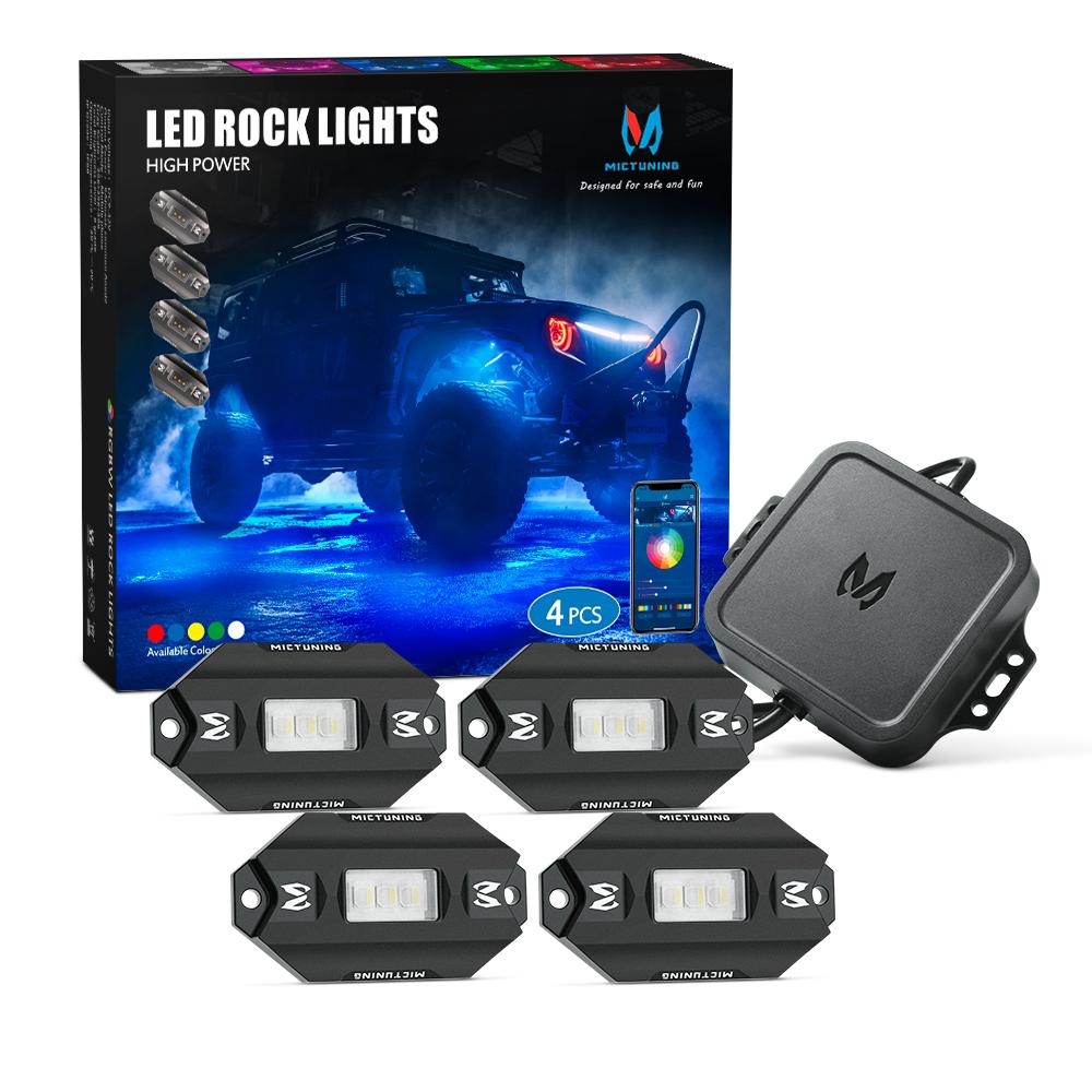 MICTUNING C1 8 Pods RGBW LED Rock Lights Remote Multicolor Underglow Neon Light Kit Wireless App Controller Music Mode