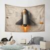 Space Shuttle Blueprint Art Design Pattern Wall Hanging Tapestry Decorative Tapestry Home Decor for Bedroom and Living Room