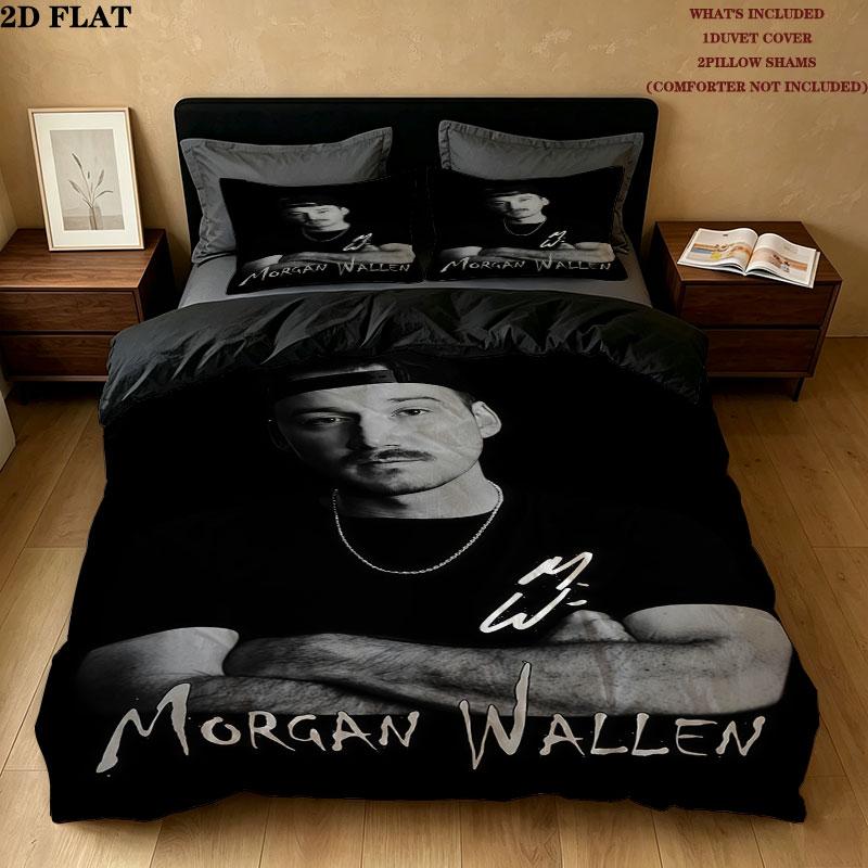 Morgan Wallen Bedding Quilt Set Quilt Cover Pillowcase Home Decoration Birthday Gift (1 * duvet cover + 2 * pillowcase, without core)