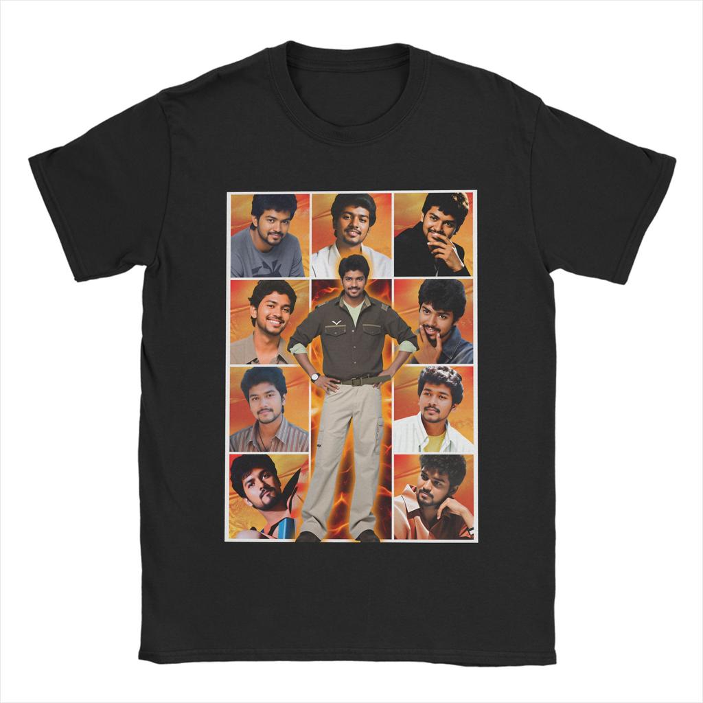Thalapathy Vijay T Shirts for Unisex Pure Cotton Humorous TShirt Round Neck Tee Shirt Short Sleeve Tops Plus Size