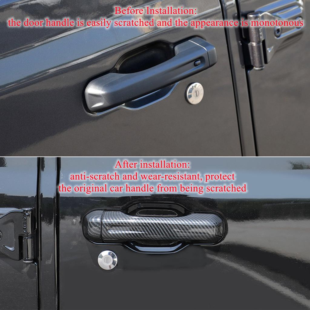 Car Side Door Grab Handle Decoration Cover Tailgate Handle Stickers for Jeep Wrangler JL 2018-2023 4-Door Exterior