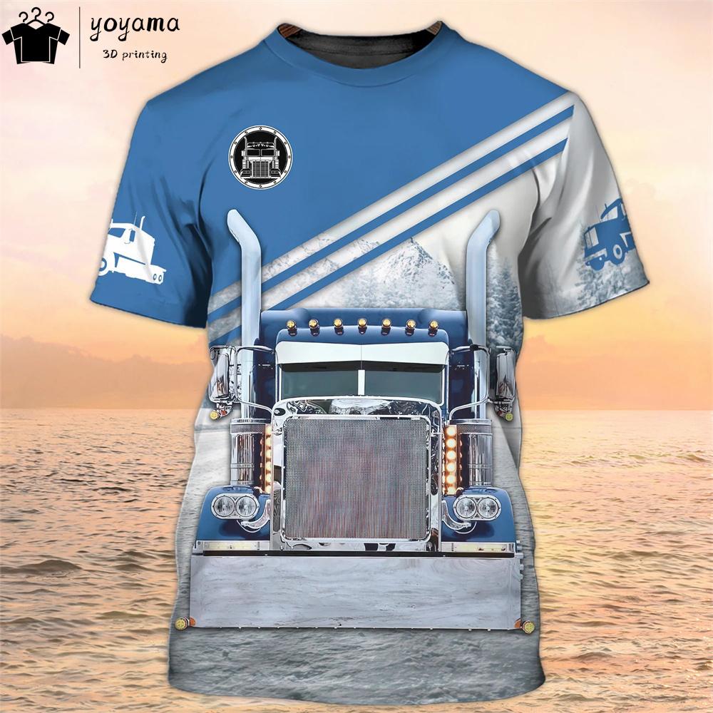 Truck Graphic T Shirts 3D Print Mens Clothing Short Sleeve Tee Van Driver Workwear O-Neck Casual Men's Clothing T Shirt Men Tops