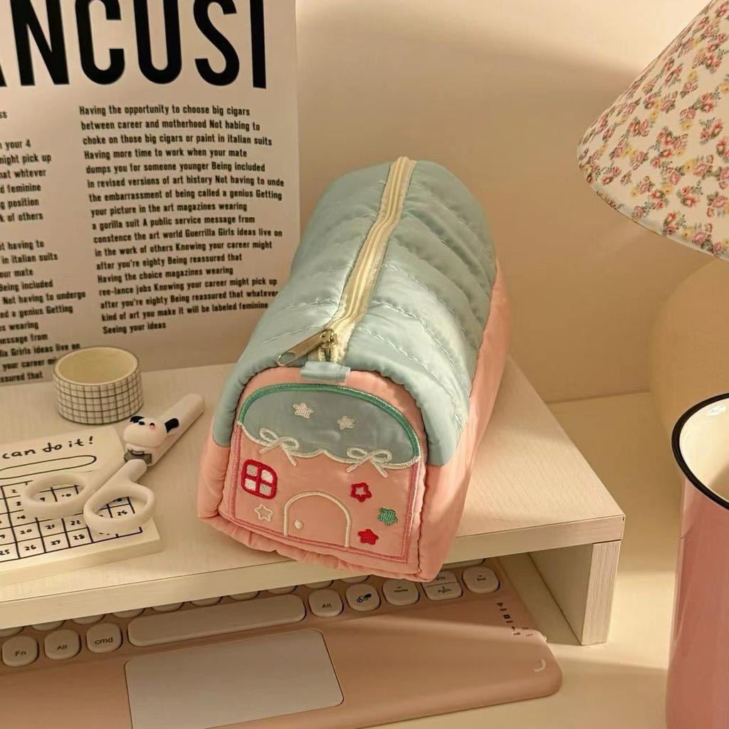 Cute House Pen Bag Large Capacity Storage Stationery Stationery Box Student Pen Bag Korean Stationery Pencil Case Pencil Pouch