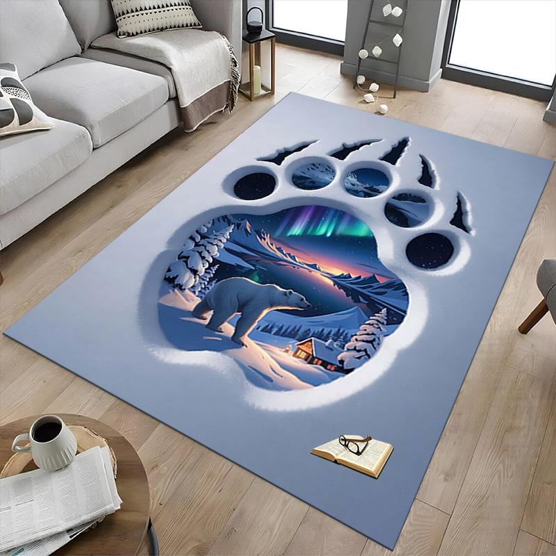 1PC Polar Bear Print Extra Large Non Slip Floor carpet, Office, family, bedroom, Studio Large Area Rug Indoor Rugs, , Vibrant Colors
