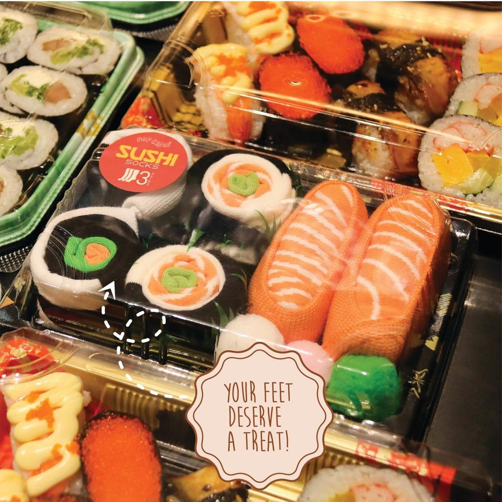 Craze-Sushi Socks In A Box, 1 Size Fits Most 3or 5 Pairs Gift For Men And Women