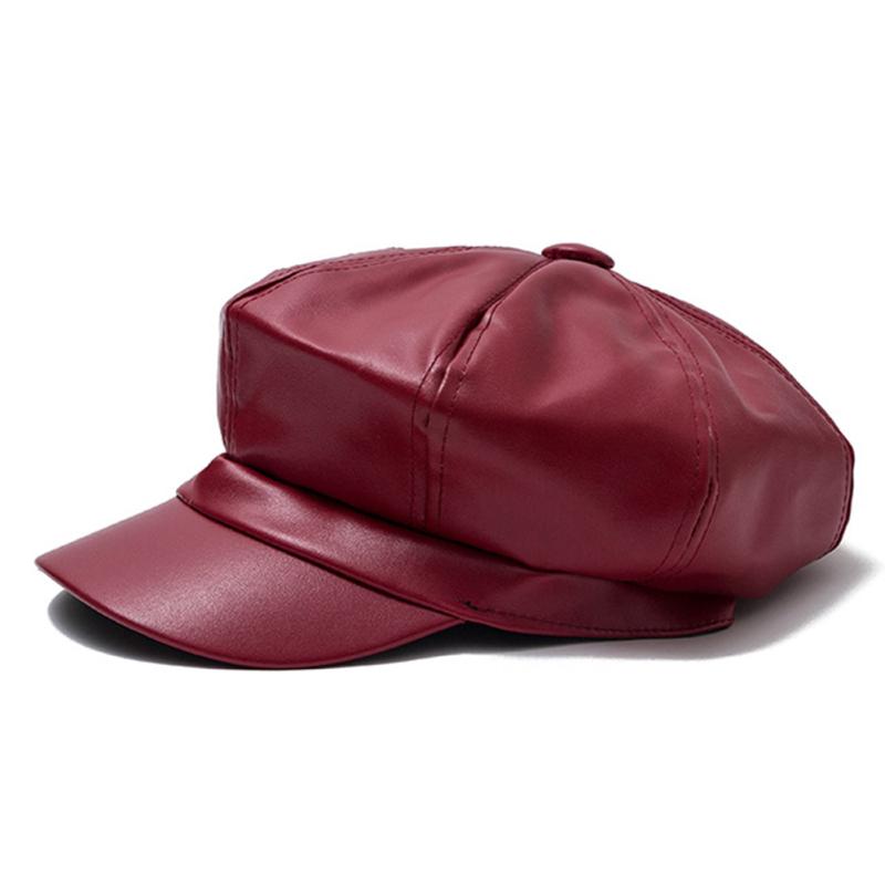 Женская мода, универсальный берет в британском стиле, восьмиугольный берет из искусственной кожи