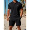 Men' Casual Summer Short Sleeve Shirt Shorts Set Lightweight Polyester Blend for Beach & Vacation Beach Attire