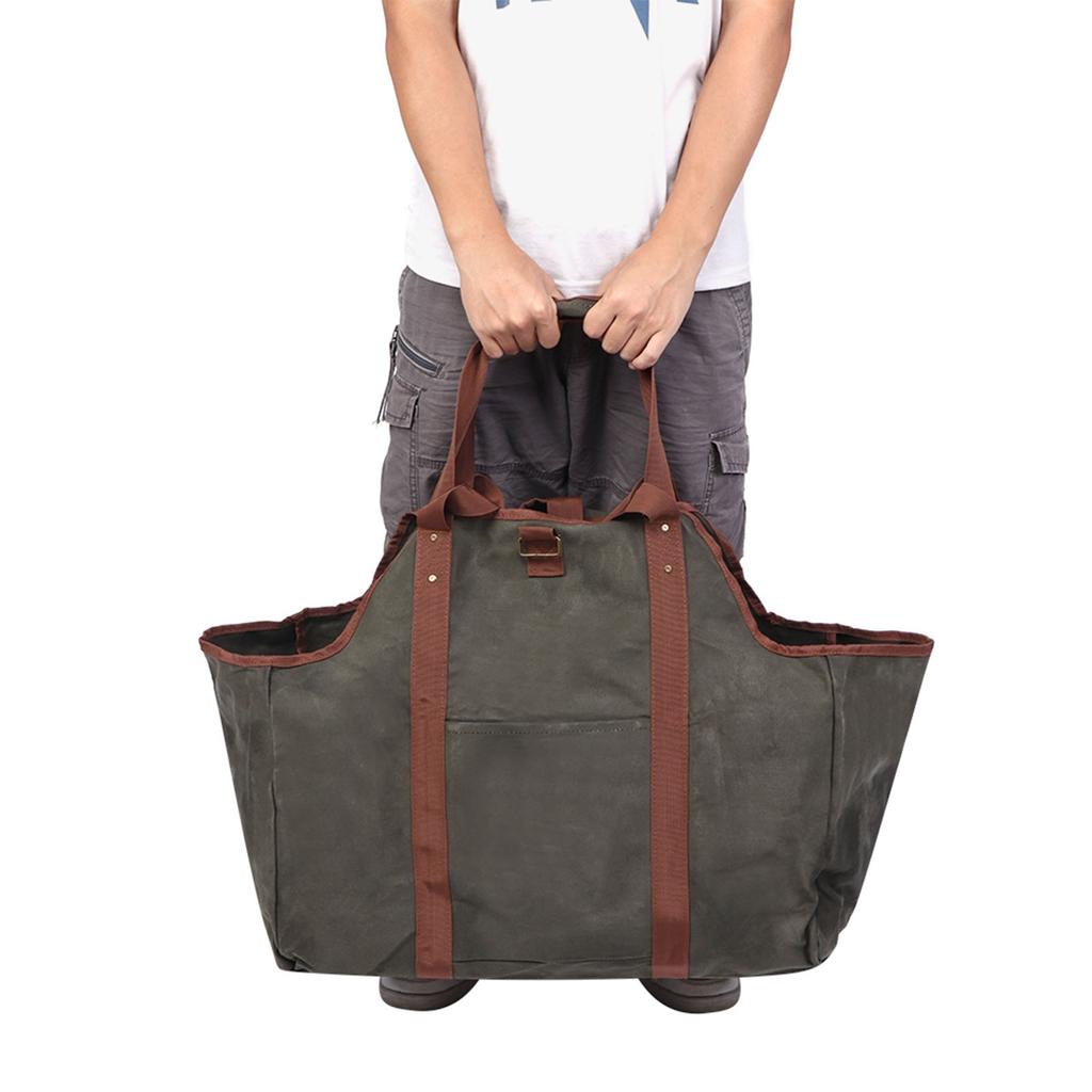 Большая утолщенная сумка для хранения дров, вощеная холщовая сумка для хранения дров