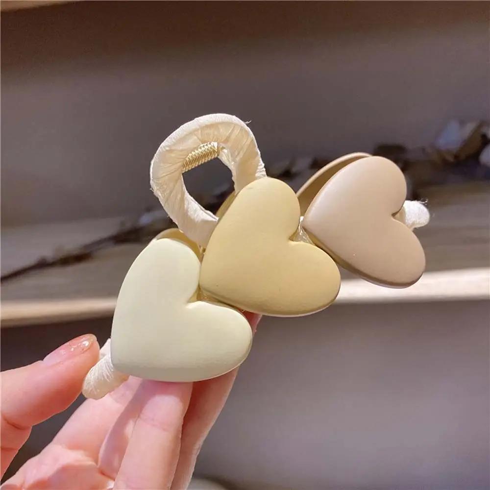 Винтажные Большие Хаки Кофейные Украшения для Волос В Форме Сердца Три Сердца Заколки Зажимы для Волос Краб Заколки Корейский Стиль