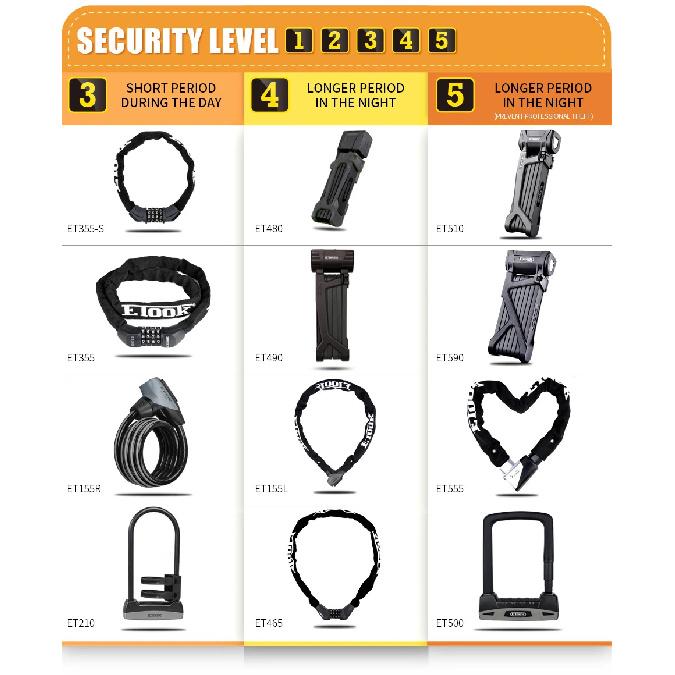 ETOOK Anti-theft Bicycle Lock Scooter Lock High Security Bike Lock for MTB Road Bike Heavy Duty Chain Lock for Bicycle with Key