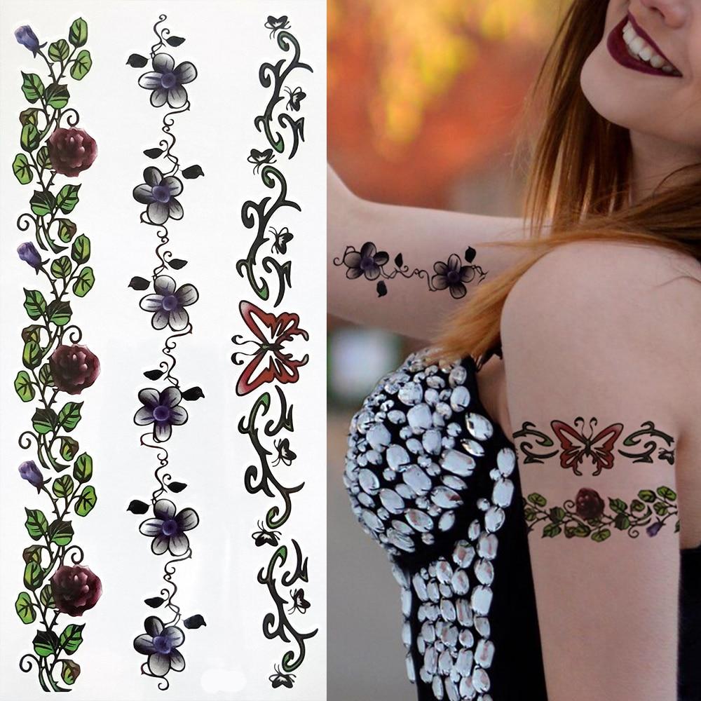 Временные татуировки в стиле скорпиона для женщин и мужчин, черный дракон, бабочка, татуировка из хны, наклейка, поддельные шипы, переносные татуировки на лодыжке