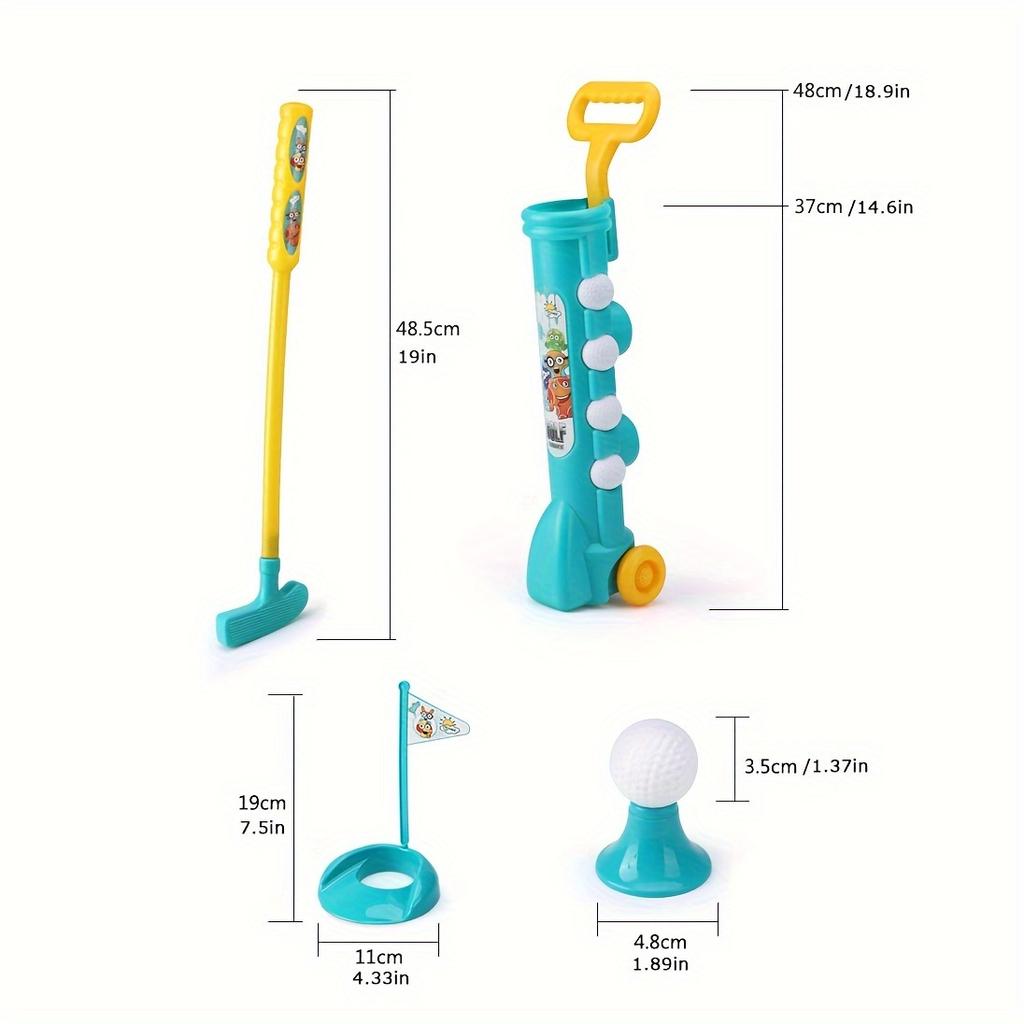 Набор клюшек для гольфа, игрушка для гольфа с 1 гольф-каром, 3 клюшками для гольфа, 4 мячами для гольфа, 2 тренировочными лунками, игрушка для игр в помещении и на открытом воздухе