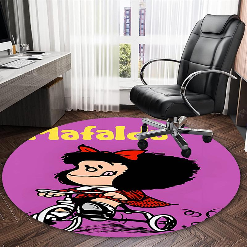 1pc Mafalda1 Print Round Carpet Chair Round Carpet Suitable for Bedroom Living Room Home Decorative Carpet