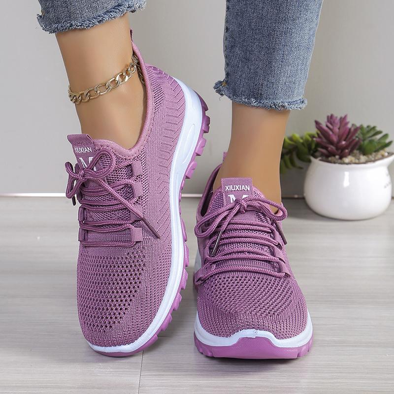 Fashion Lightweight Non Slip Walking Shoes for Women Mesh Breathable Knitted Sneakers Woman 2024 Spring Autumn Casual Purple Sneakers
