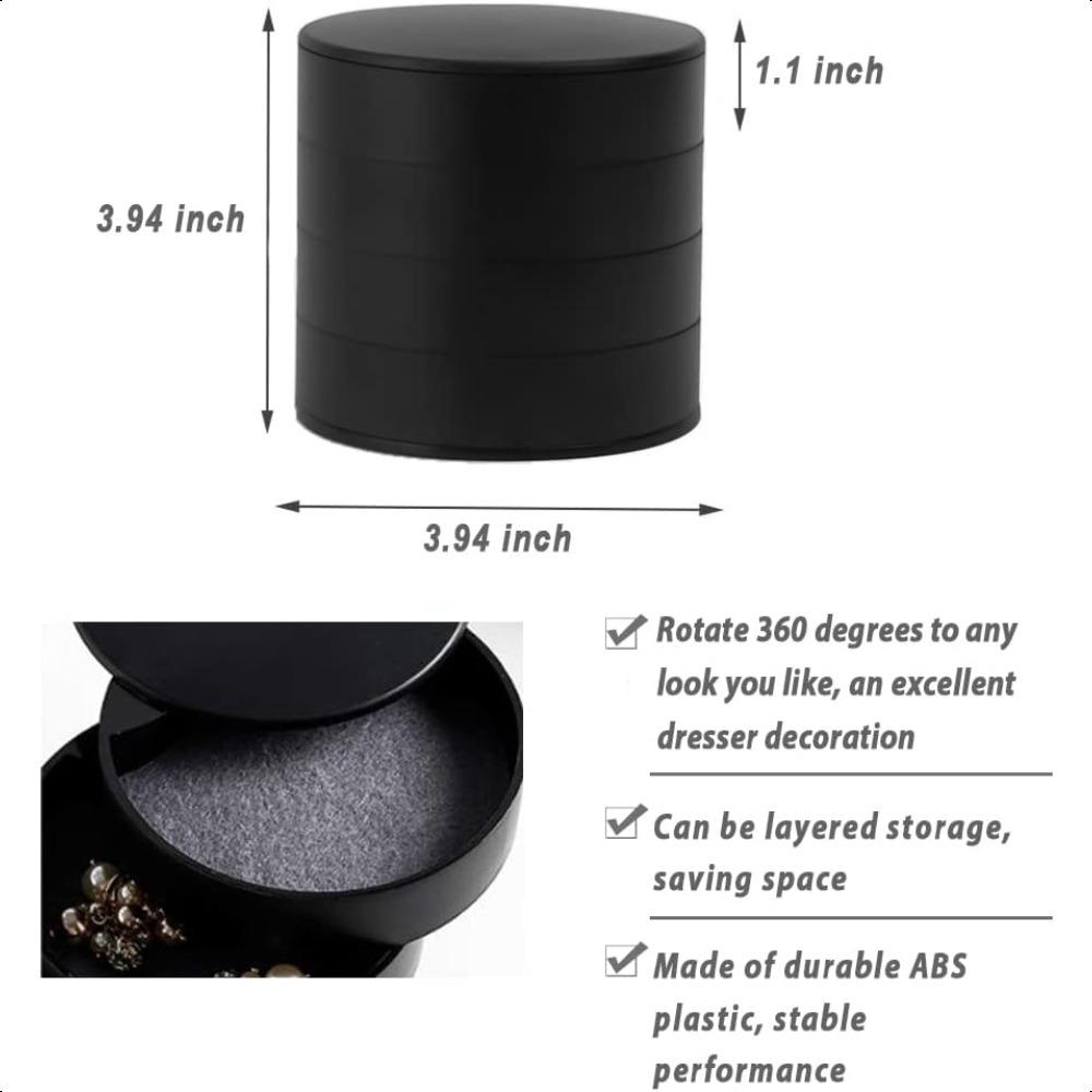 Jewelry Storage Box, Small Jewelry Box Earring Holder for Women, Jewelry Storage Box 4-Tier Rotatable Jewelry Accessories Storage Tray with Lid