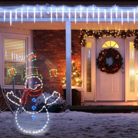 Рождественская гирлянда, фигурка-украшение, пингвин, забавная анимированная игра в снежки, активный декор для рамки, снеговик, светодиодный ночник для дома и улицы