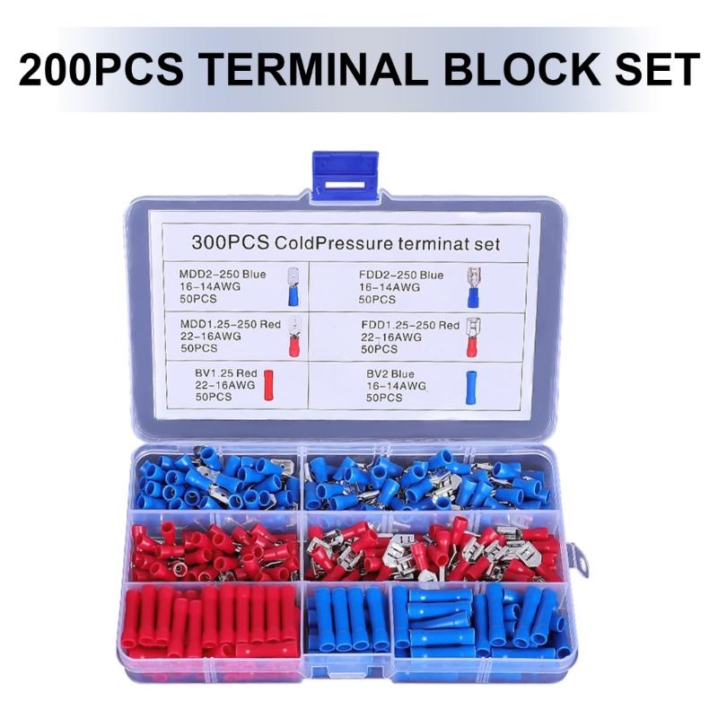 300Pcs Crimp Connectors Assortment Set Male and Female Wire Spade Connector for Electrical Wiring Car Sound Speaker