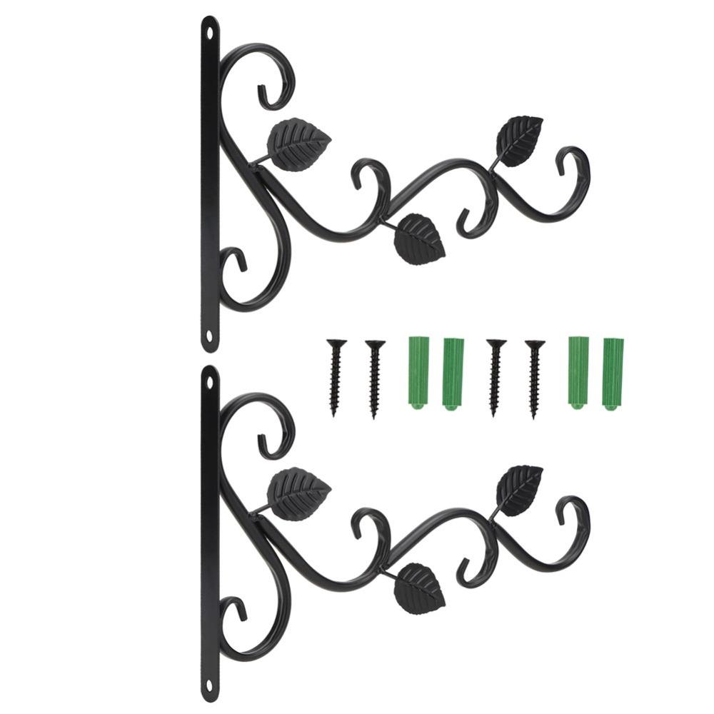 2pcs 11x9 in Plant Hanger Bracket Black Wall Hook Hanging Plant Bracket Garden Decoration