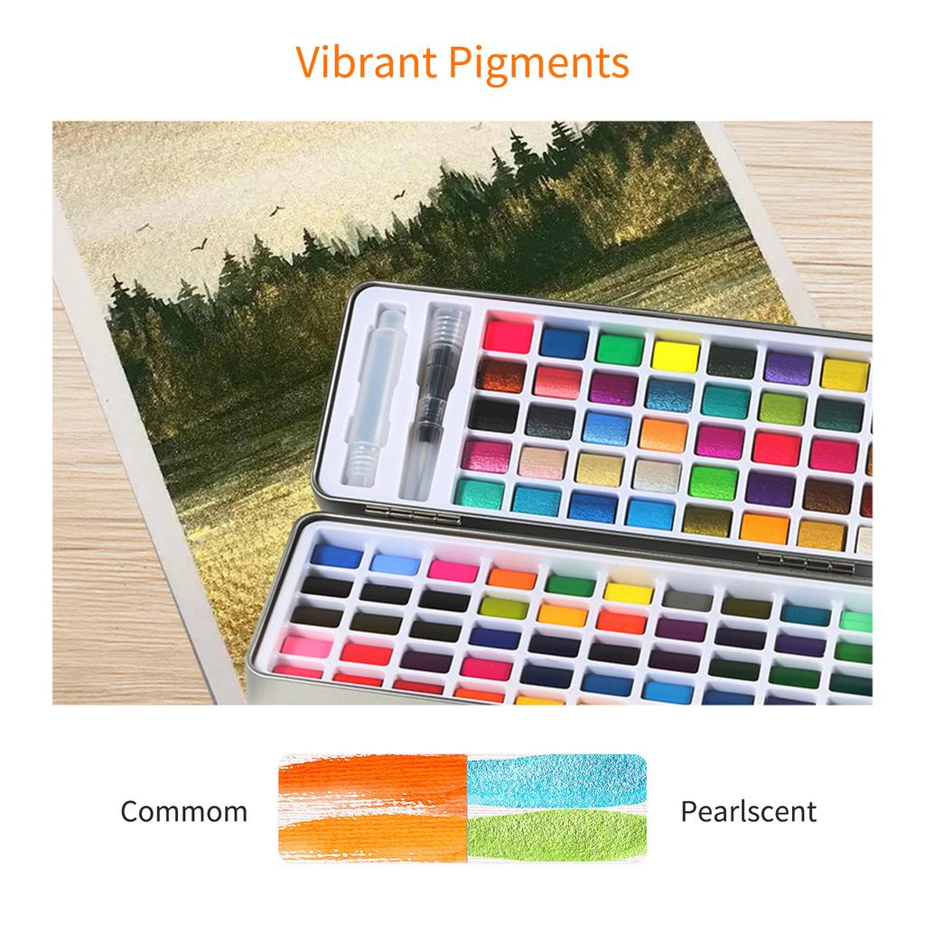 Набор акварельных красок H&B, 72 цвета, профессиональные художественные принадлежности с акварельной кистью для художников