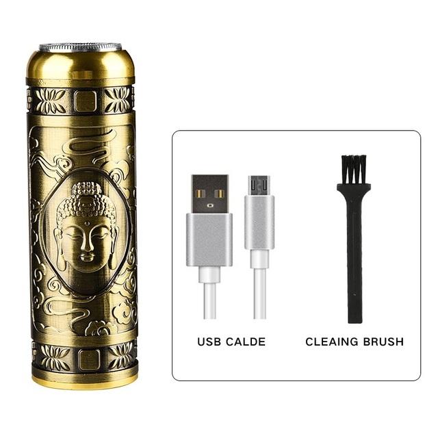 Винтажная перезаряжаемая бритва, триммер для бороды, металлический триммер для волос, мужская профессиональная электрическая машинка для стрижки волос USB