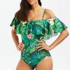 One Woman Piece Swimsuit Ruffles Floral Printed Monikini Padded Bathing Suit