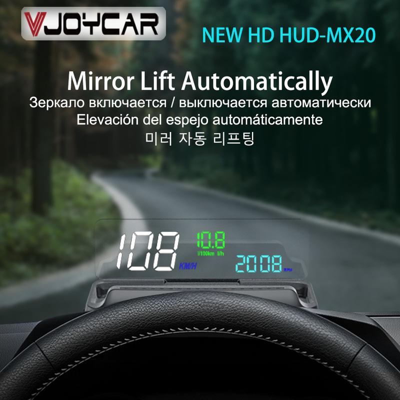Mirror HUD MX20 Head Up Display OBD2 Whield Speedometer RPM Speed Projector Oil Consumption Car Accessories Security Alarm