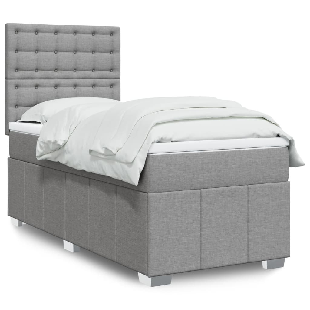 Box Spring Bed with Mattress Light Grey 80 x 200 cm Fabric