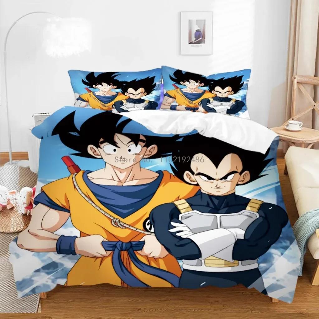 Набор пододеяльников Son Goku с принтом Dragon Ball Anime Cartoon для мальчиков, постельное белье, комплекты для взрослых, детей, друзей G
