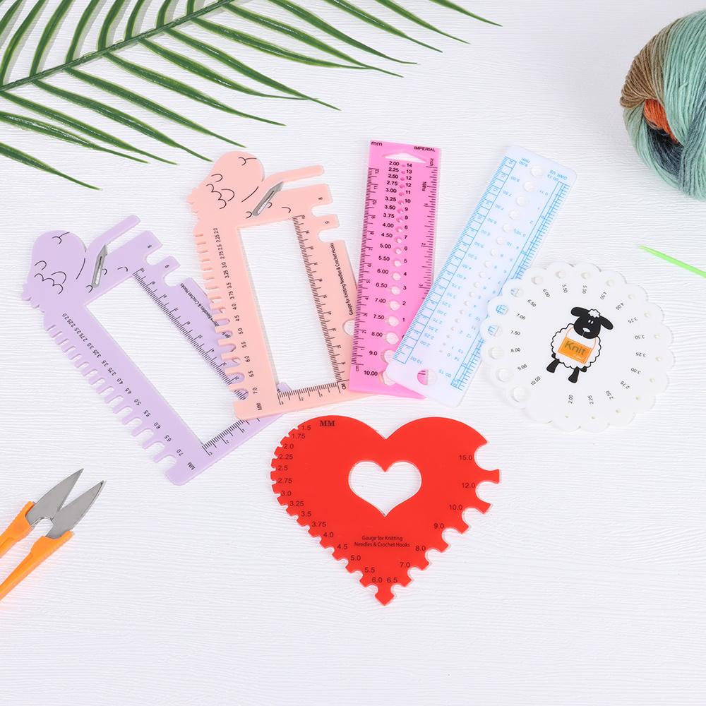 Practical Sheep Head With Cutting Head Gauge Ruler For Knitting Needles Crochet Hooks Ruler Tool