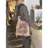 Retro Chinese Style Tie-Dye Rose Pleated Tote Handbag