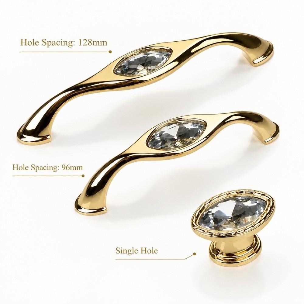 Shiny Crystal Cabinet Handle Rhinestone Furniture Knob Gold Drawer Pull Wardrobe Furniture Cabinet
