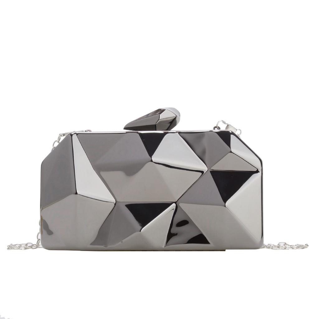Acrylic Mini Box Clutch With Chain Silver Elegant Evening Bag For Daily Use