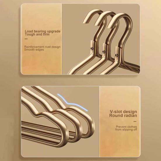 Clothes Hanger Max Load Bearing Anti-rust Aluminum Alloy Smooth Windproof Smooth Non-Slip Suit Coat Hanger Clothing Driying Rack Wardrobe Organizer