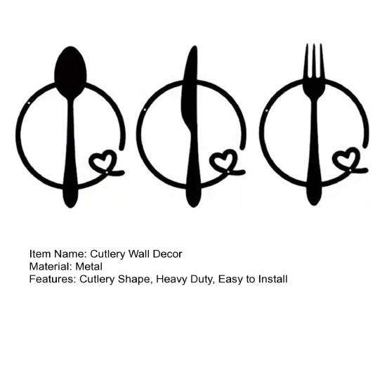 Металлические столовые приборы настенное украшение матовый черный ложка вилка нож столовые приборы