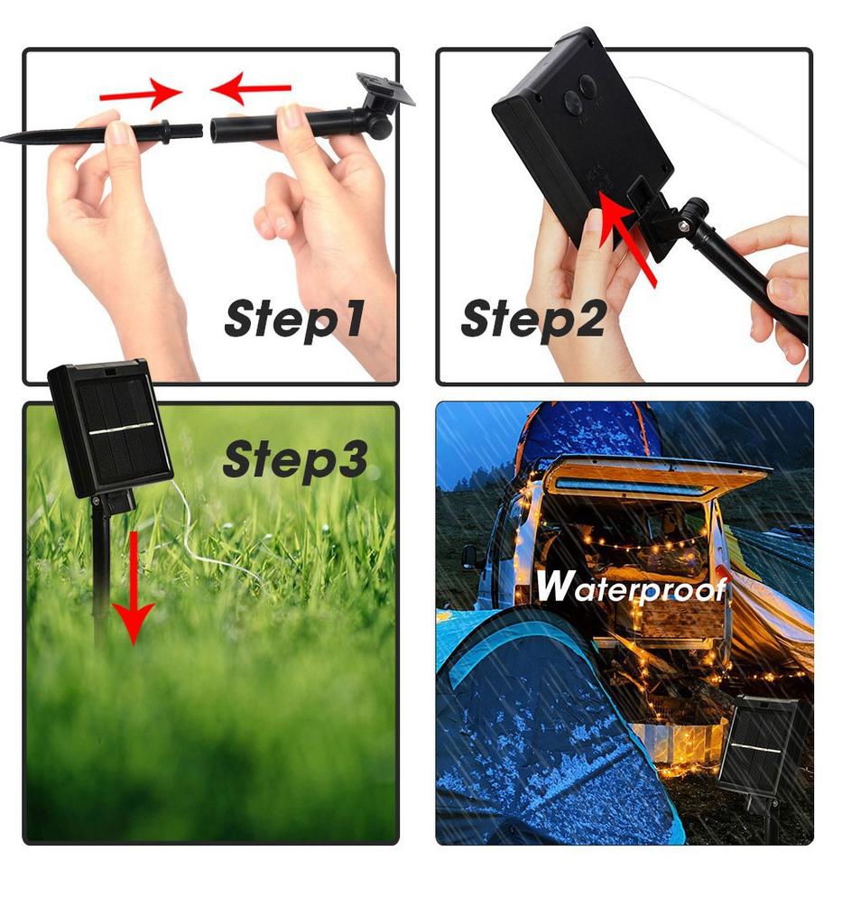 LED Solar Light Outdoor Lamp String Lights for Holiday Christmas Party Waterproof Fairy Lights Garden Garland Lantern