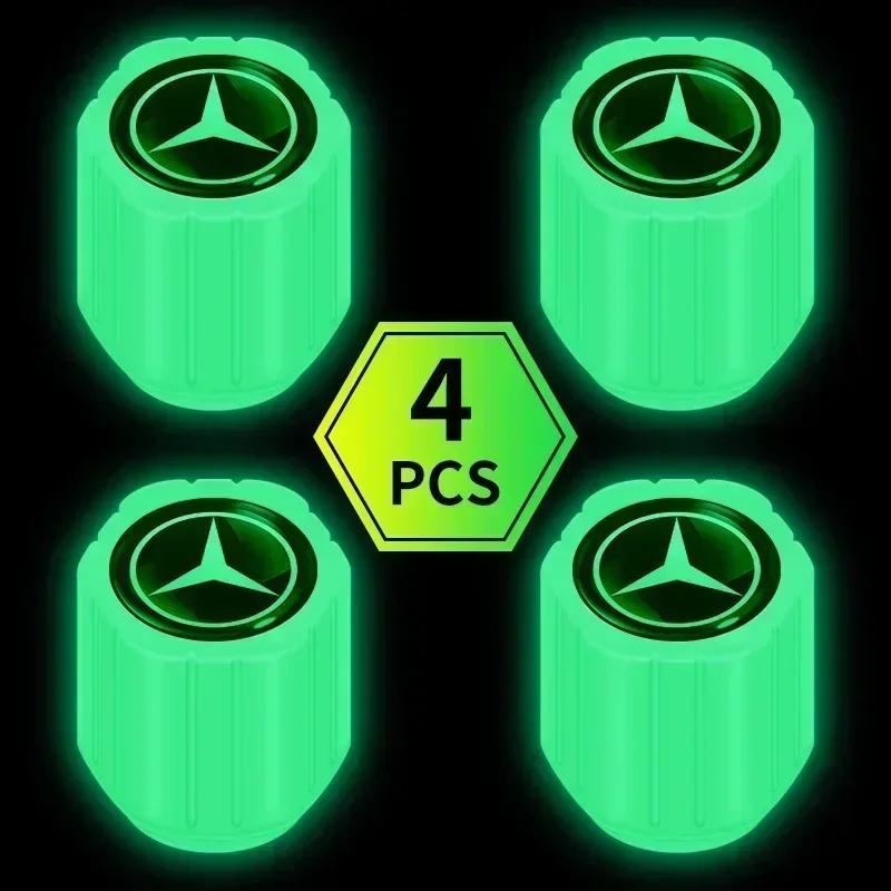 4Pcs Luminous Valve Caps Fluorescent Green Night Glowing Tire Decoration For Mercedes Benz W124 W126 W140 W168 W169 W176 W220 IK1