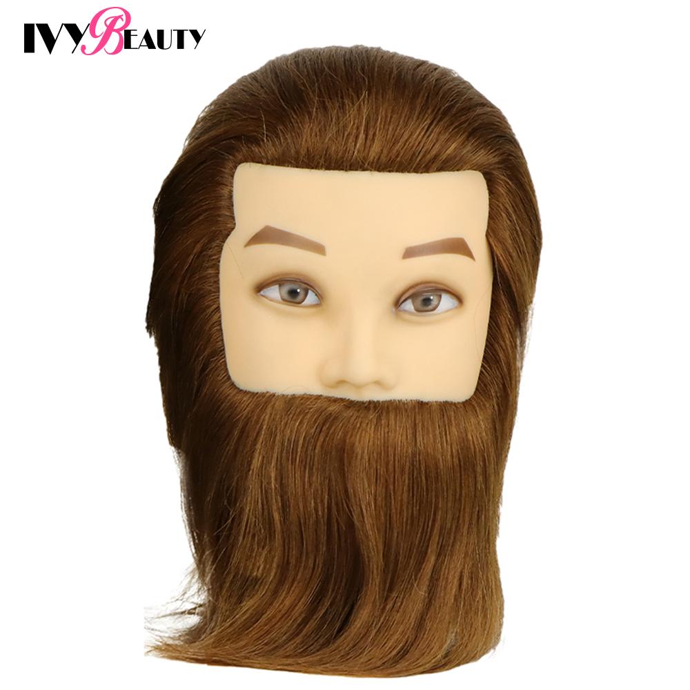 100% Human Hair Mannequin Head Male Barber Hairdresser Manikin Head Training Doll Head For Beauty Hairdresser Practice CuttIing