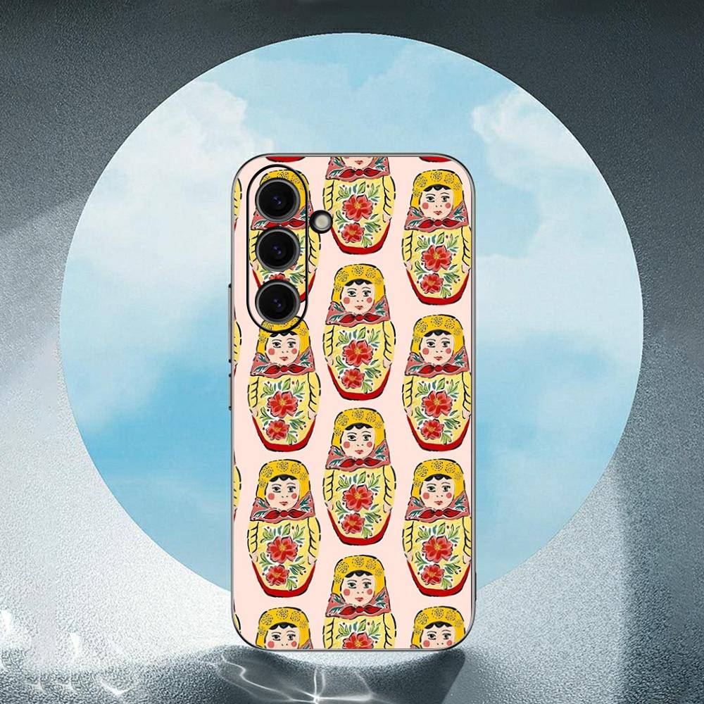 Russian Dolls Matryoshka For Samsung Galaxy S23 S24 S25 Ultra S22 Plus S21 Black Soft Case Waterproof Soft Case
