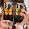 Теплая бабочка с пламенем для Samsung A 01 52S A04 A05S A10 A12 13 22 23 24 36 42 M02 Note 10 20Ultra 8 9 Золотой стеклянный чехол для телефона