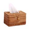 Simple Style Handmade Rattan Tissue Box Toilet Paper Cover Dispenser for Bathroom Home Office Hotel Napkin Storage Container