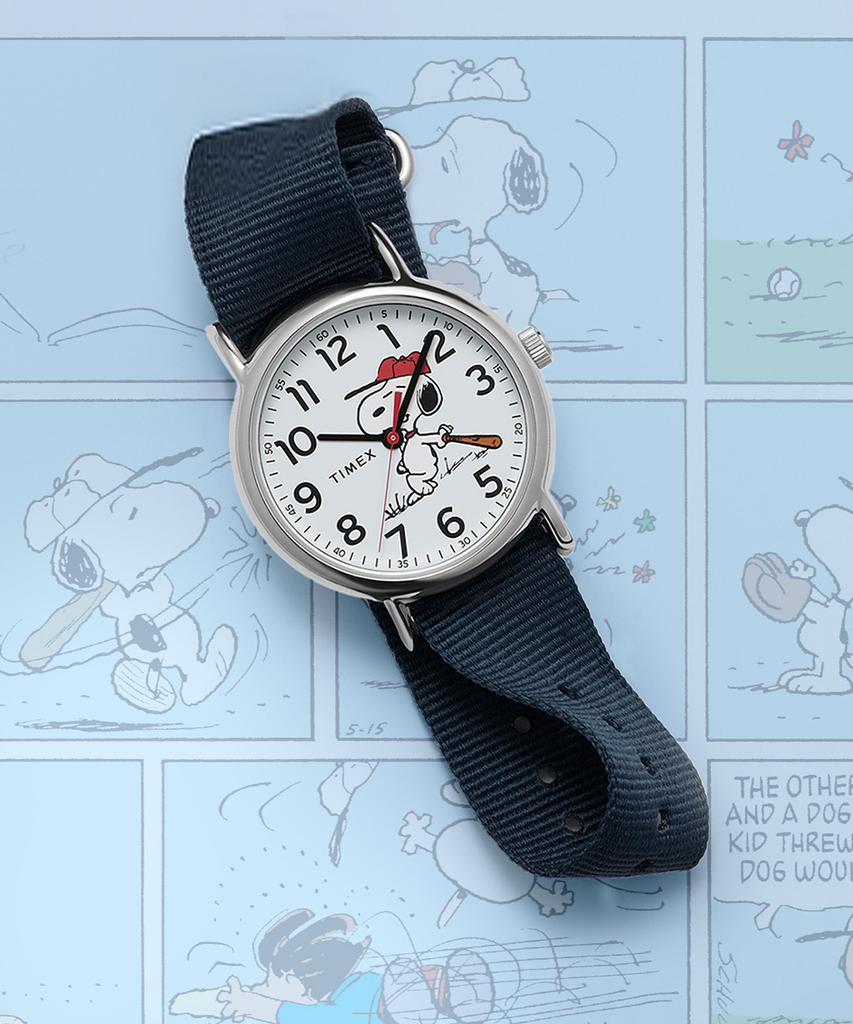 Taimaegseu X Peanuts Weekender Snoopy Бейсбольные Модные Часы с Нейлоновым Ремешком 38 мм