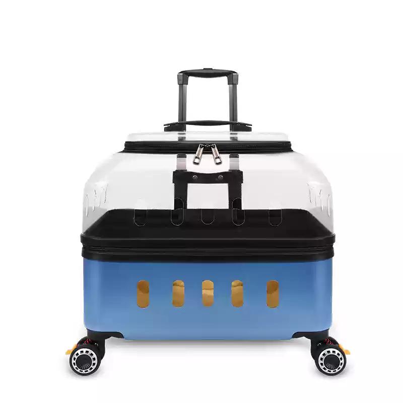 PC Material Pet Suitcase Cat Bag Portable Pet Outdoor Luggage Transparent Dog Aviation Box Small Cart Household Pet Supplies