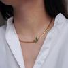 18k Gold Titanium Steel Snake Bone Chain Vintage Green Butterfly Choker Necklace for Women