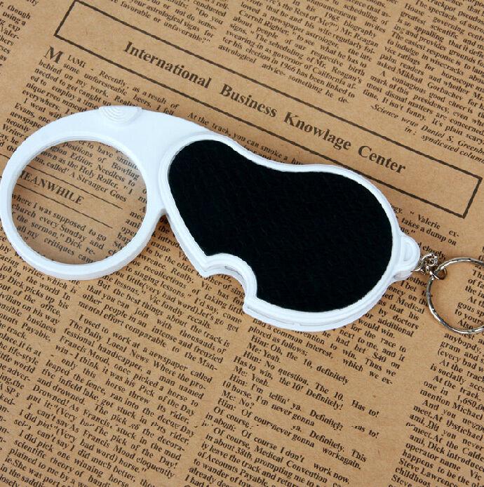 Складная карманная 5-кратная лупа, лупа, увеличительное стекло, линза со светодиодной подсветкой для ключей