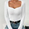 2023 European & American Sweetheart Collar Embroidered Eyelet Pleated Bust Lace T-Shirt for Women