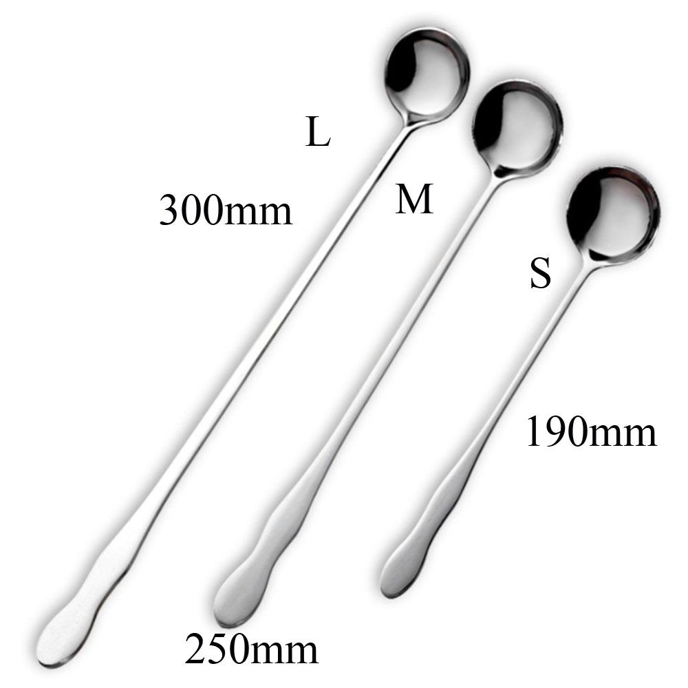 Silver Ice Cream Flatware Long Handle Honey Stir Spoon Tableware Dinnerware Dessert Scoop