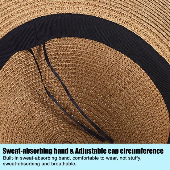 Women Straw Hat Wide Brim Lace-up Lightweight Quick-Drying Hat Hiking Sun Protection Hat Walking Neck