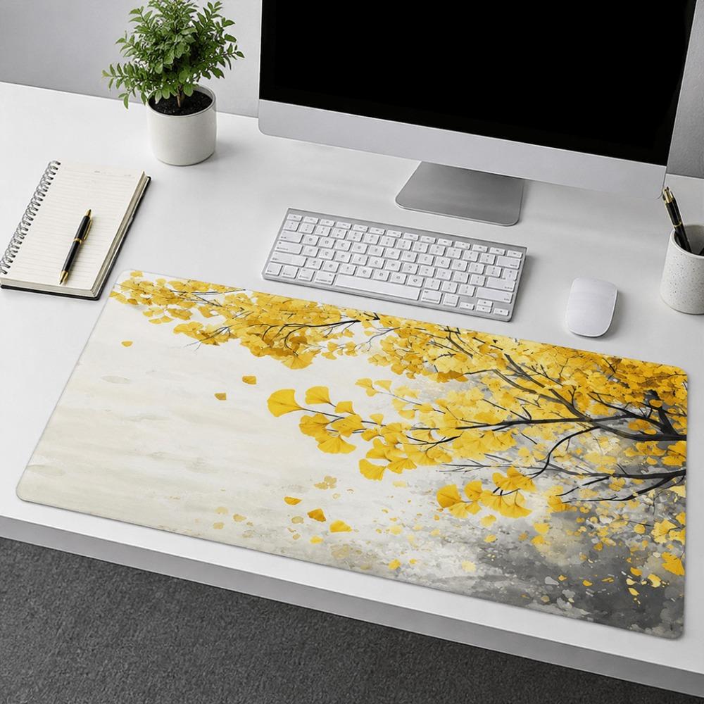 Yellow Ginkgo Leaf Tree Branch Print Simple And Natural Style Suitable For Computer Desks Home Offices And Autumn Decoration
