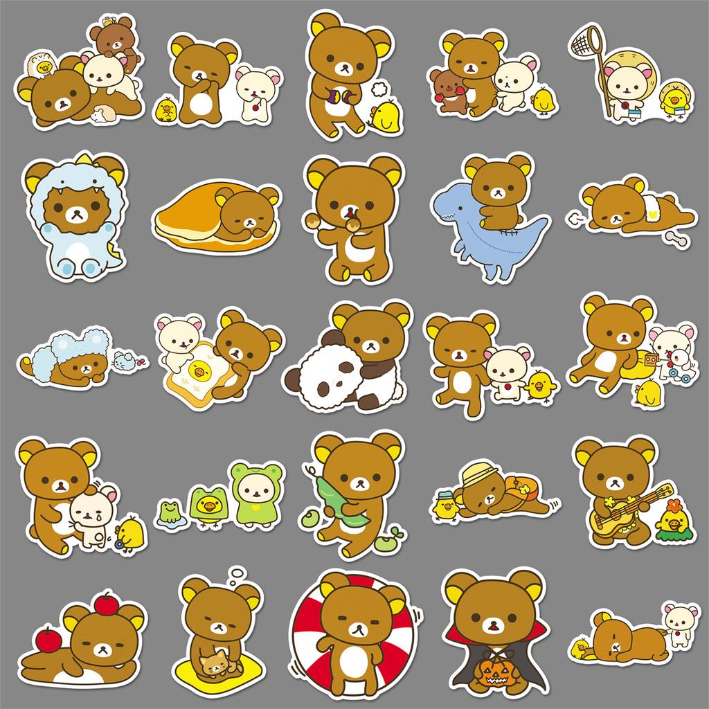 50 Pieces of Relaxed Bear Graffiti Stickers Cartoon Cute Gucka Decorative Mobile Phone Case Skateboard Water Cup Creative Stickers